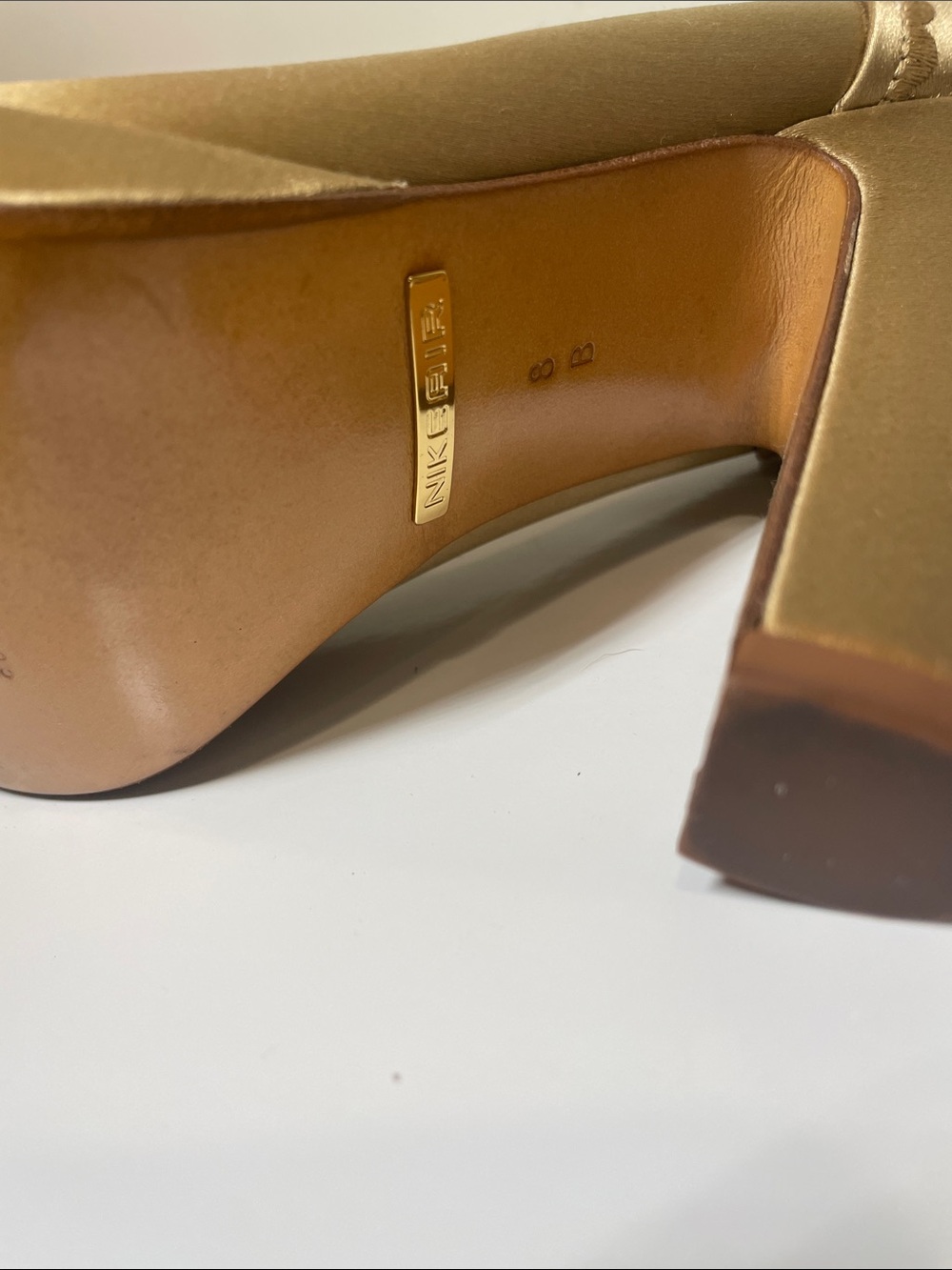 Cole Haan Gold Velvet Knot Bow Satin Pumps from the Nike Air Collection - Picture 9 of 9